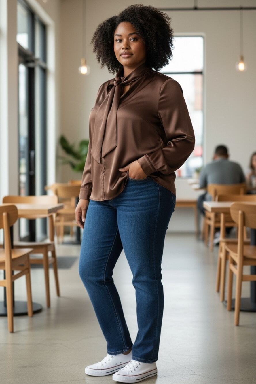ASOS satin front tie blouse